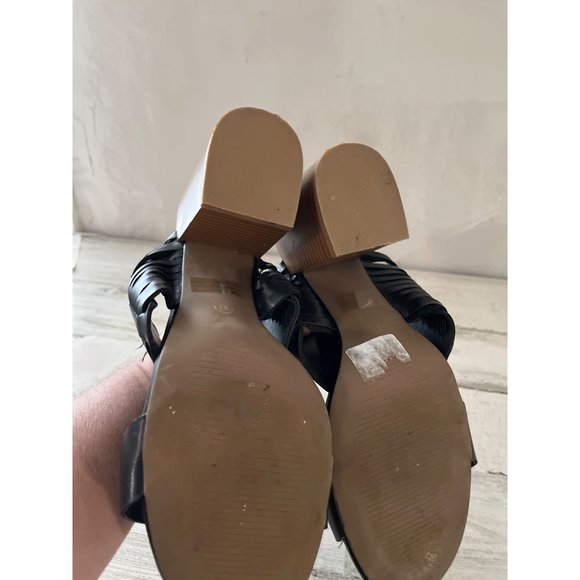 Cato woman’s black sandals with tan block heels size 10 - Picture 5 of 6